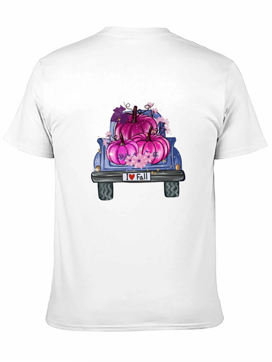 Camiseta Negra I ❤️ Fall con Camiones y Calabazas