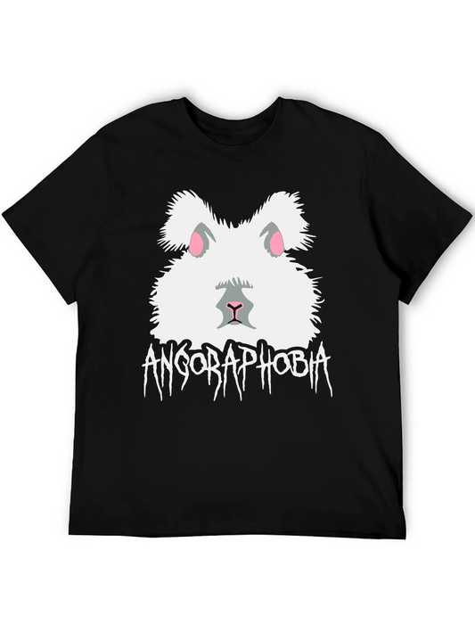 Camiseta Negra Angorafobia Diseño Conejo Divertido