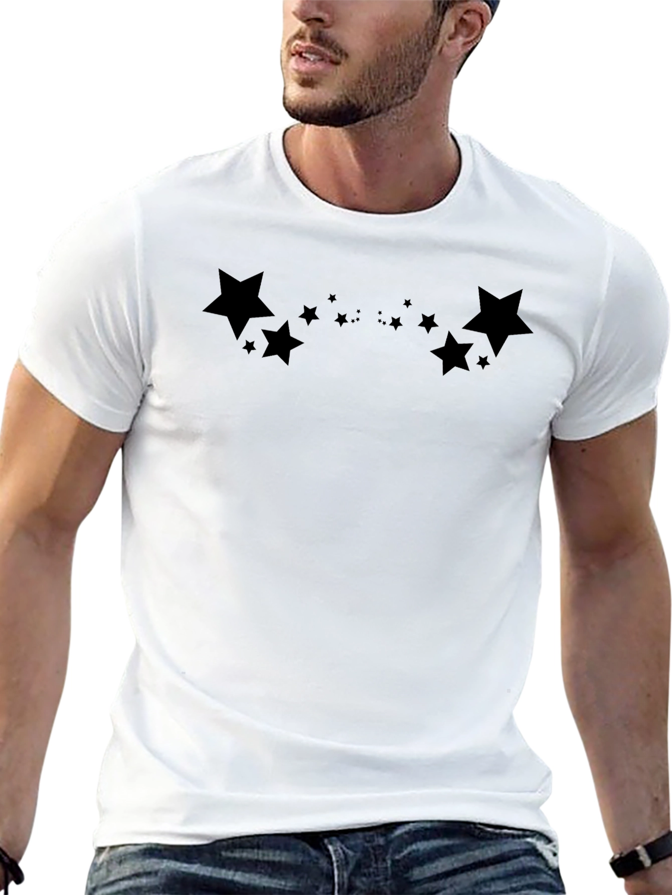 Camiseta Negra con Estrellas - Diseño Casual