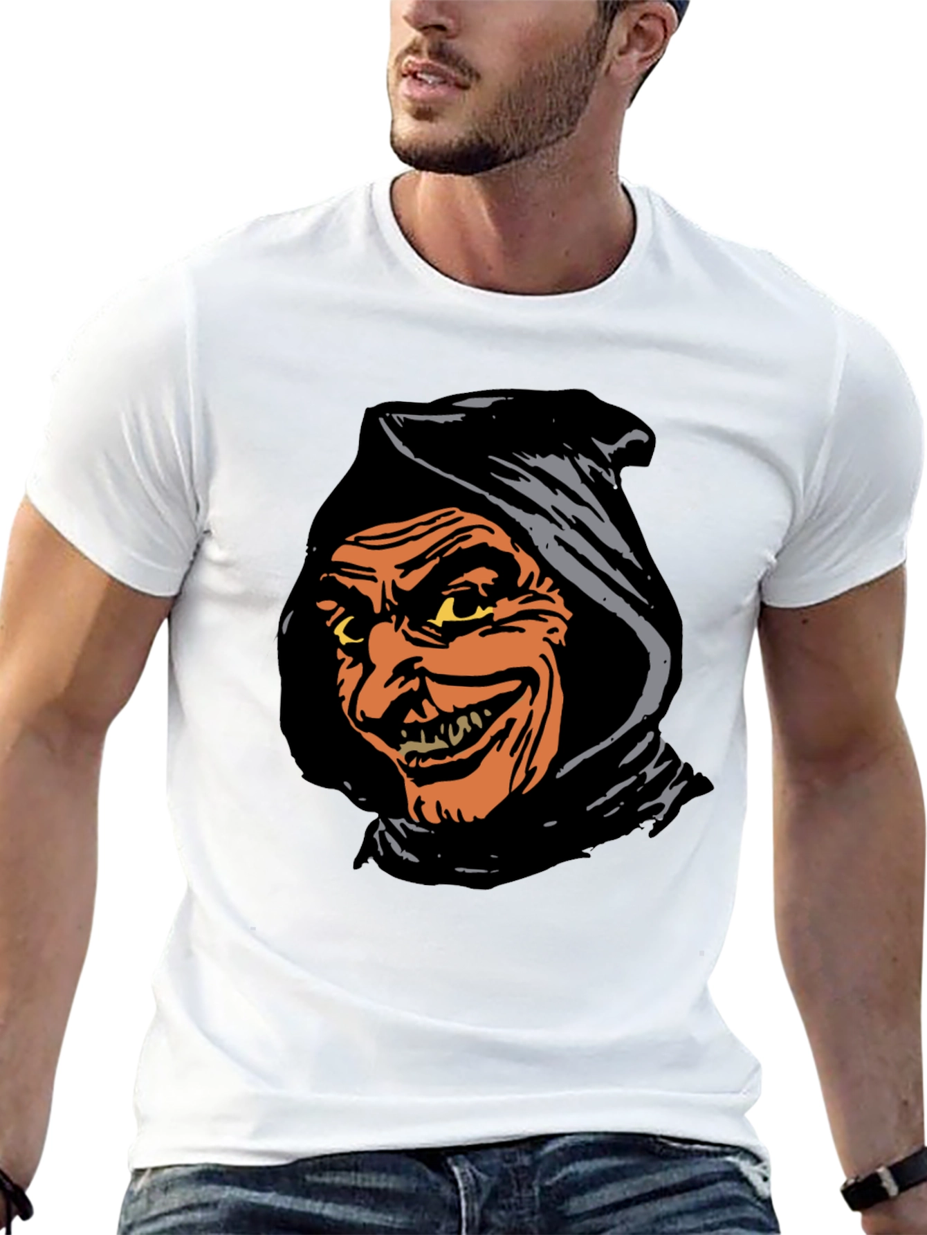 Camiseta Negra con Diseño de Personaje de Terror