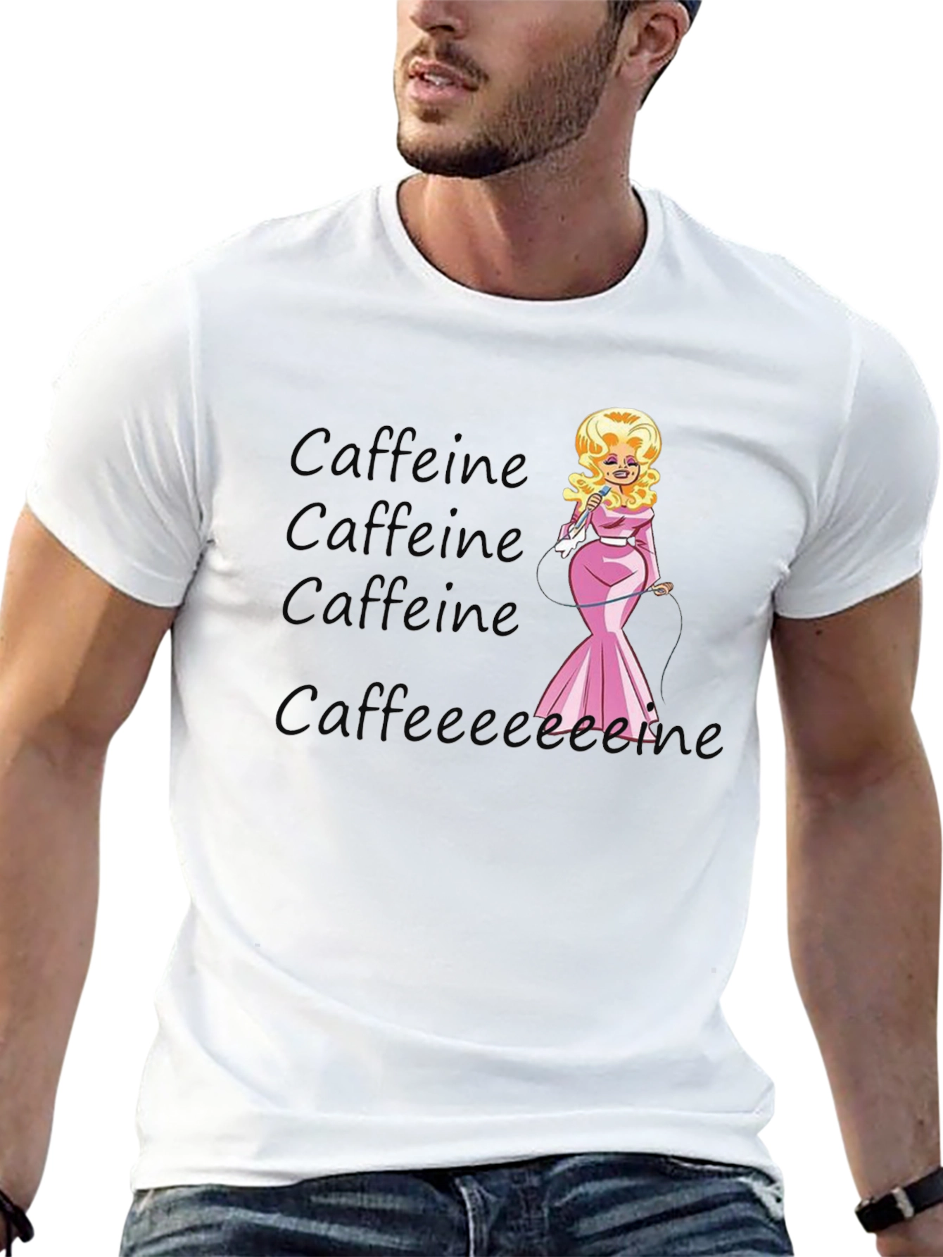 Camiseta Negra de Café con Diseño Dolly Parton