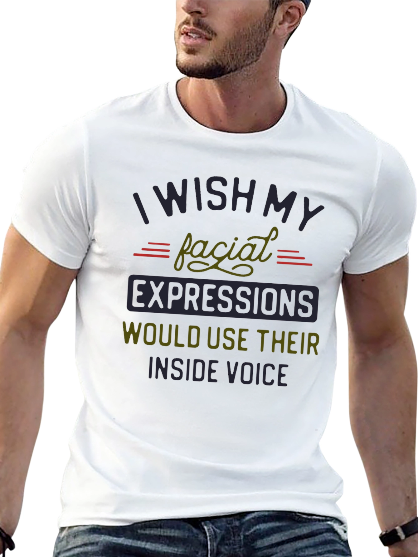 Camiseta Negra con Frase Divertida Facial Expressions