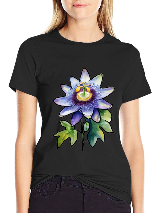 Camiseta Negra con Flor de Pasión