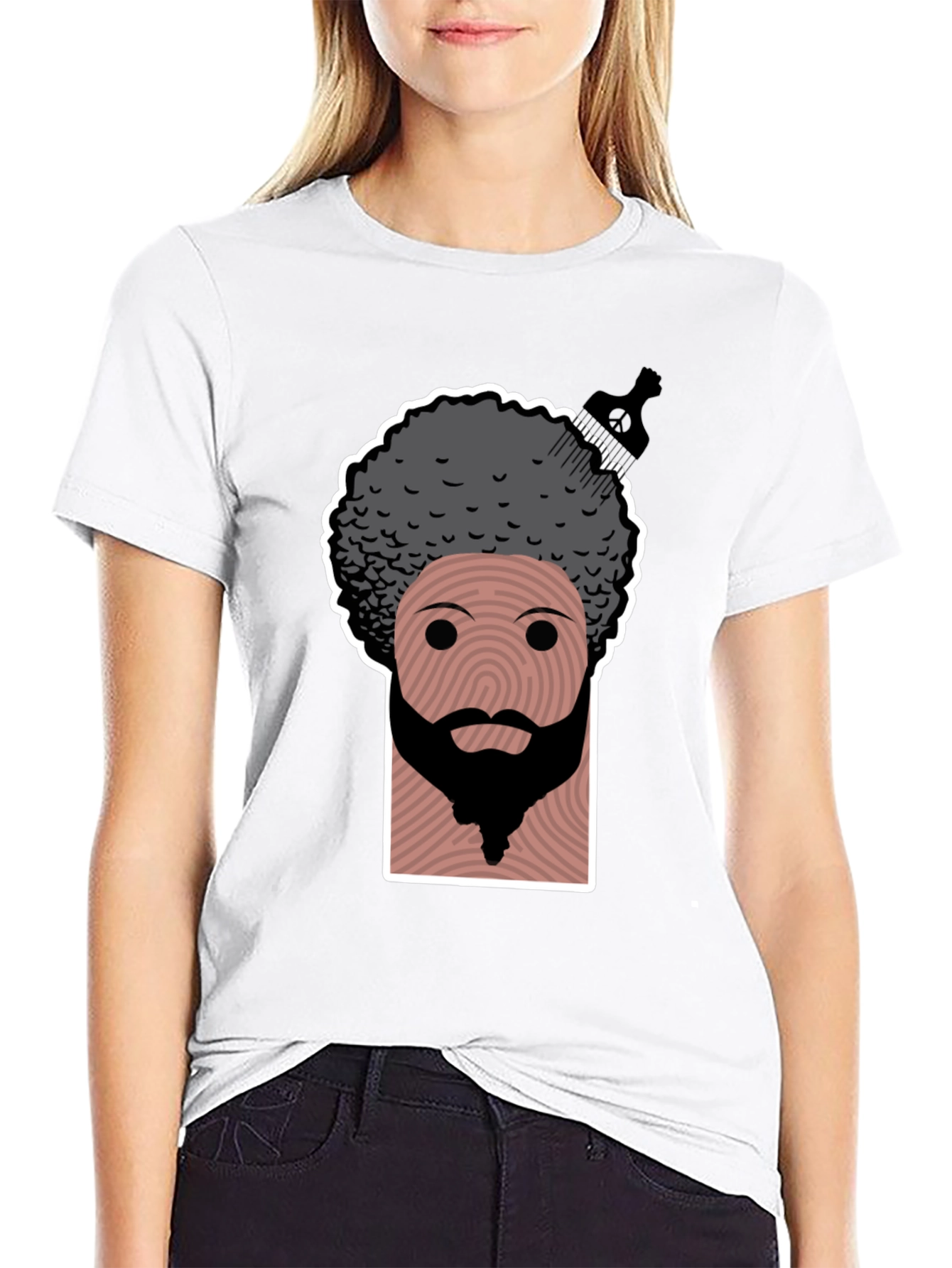 Camiseta Negra con Diseño Afro Original