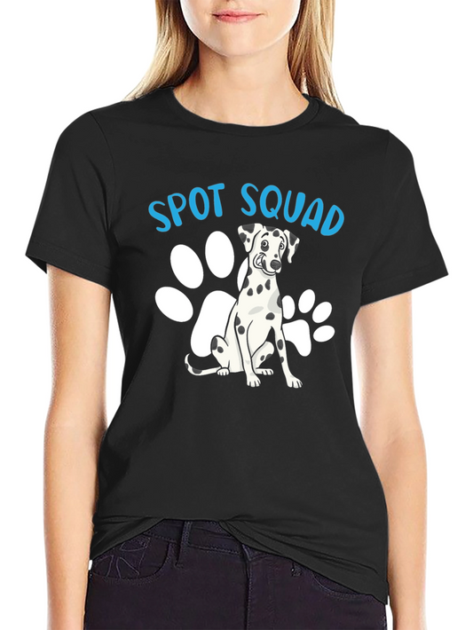 Camiseta Negra Spot Squad con Diseño de Dálmata