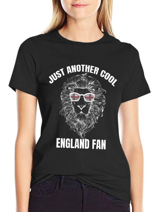 Camiseta Negra: Fanático de Inglaterra con León Cool