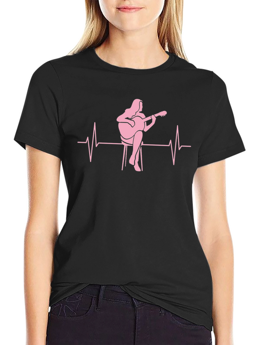 Camiseta Negra con Diseño de Música y Corazón