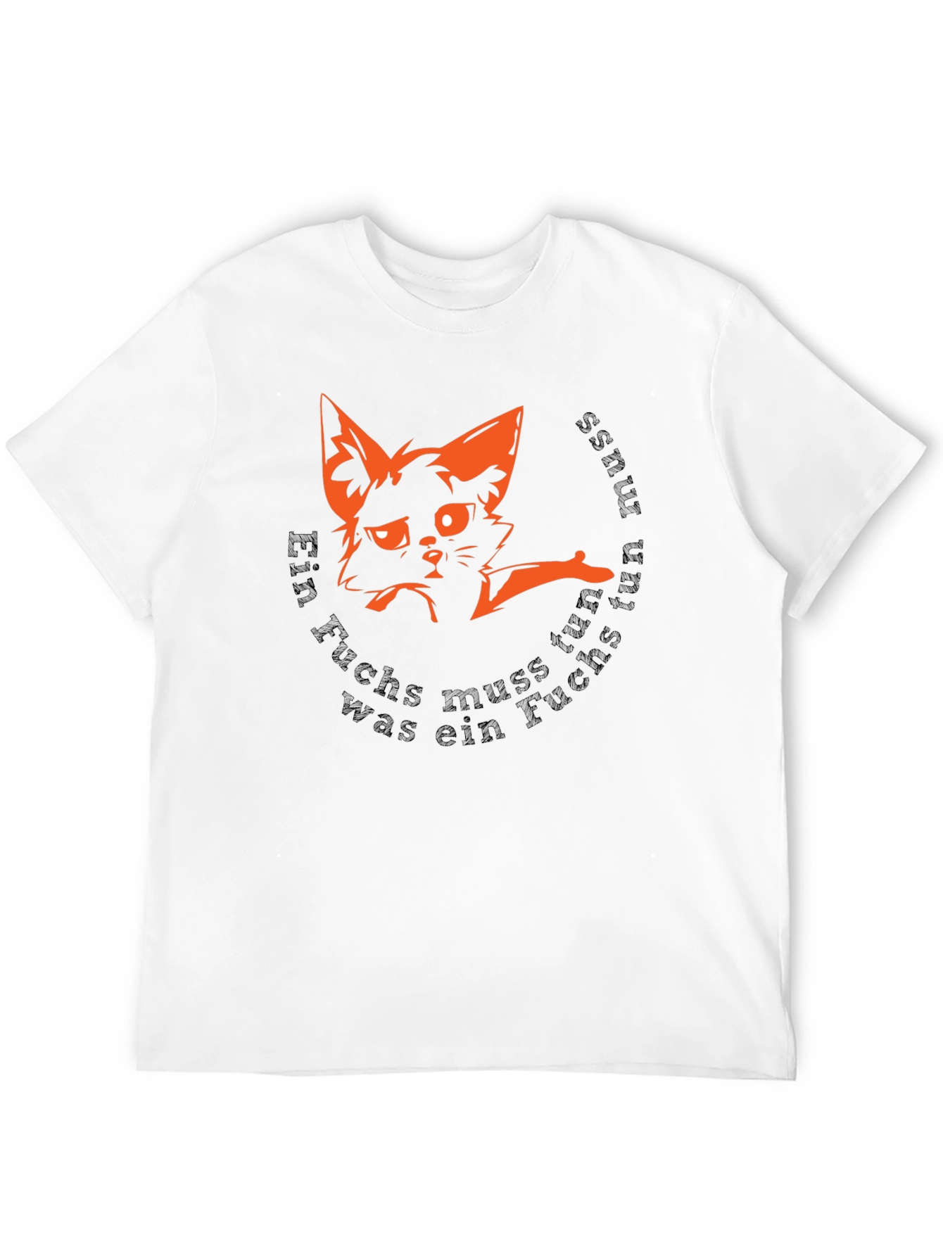 Camiseta Negra con Diseño de Zorro Naranja