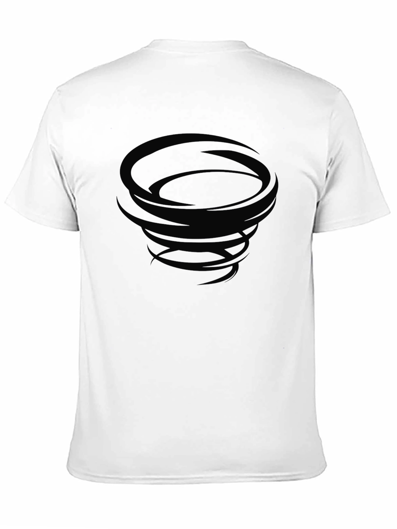 Camiseta Negra con Diseño de Tornado Abstracto