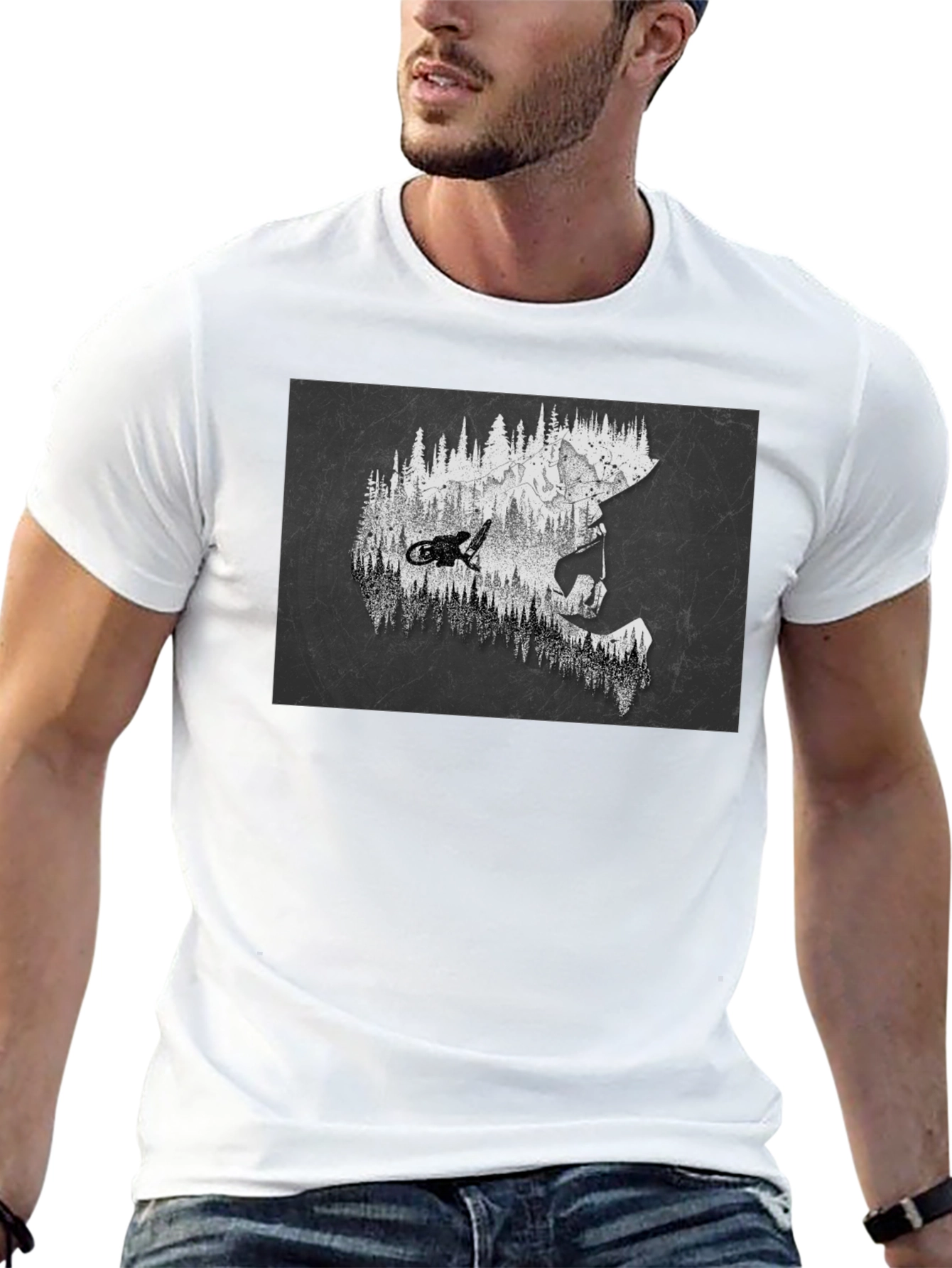 Camiseta Negra Gráfica de Montaña y Ciclismo Extremo