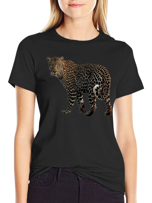 Camiseta Negra con Estampado de Leopardo