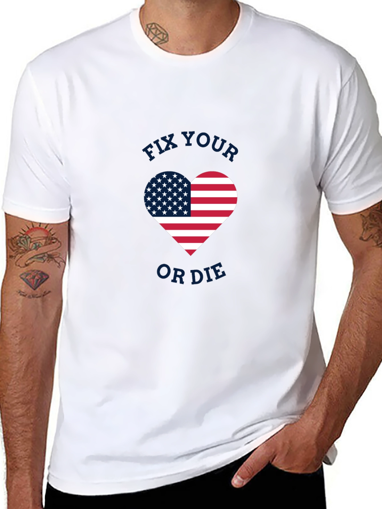 Camiseta Negra con Corazón Patriótico
