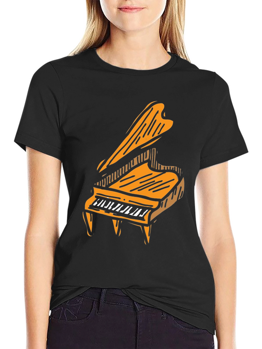Camiseta Negra con Diseño de Piano