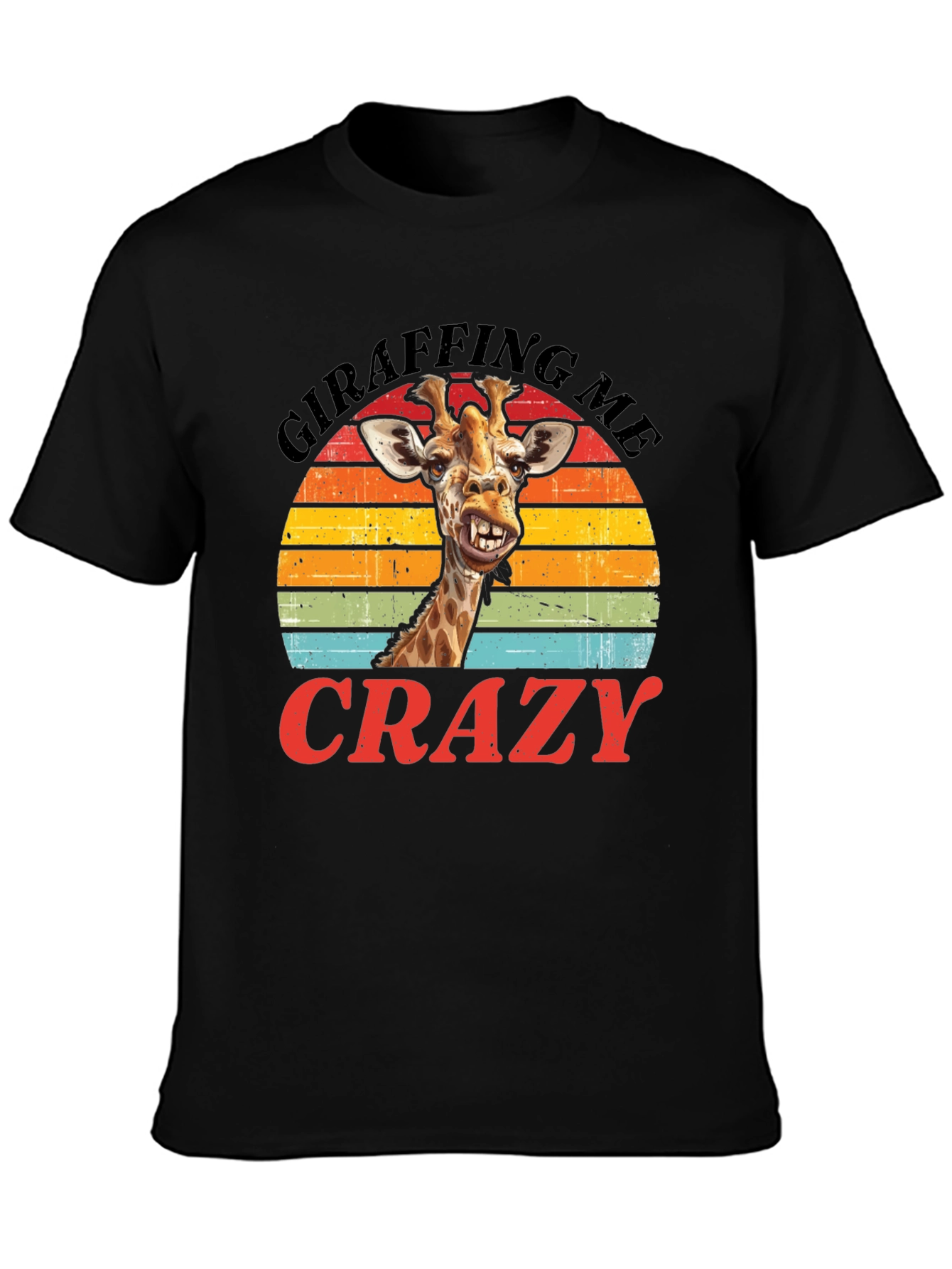 Camiseta Negra con Diseño de Jirafa Divertida