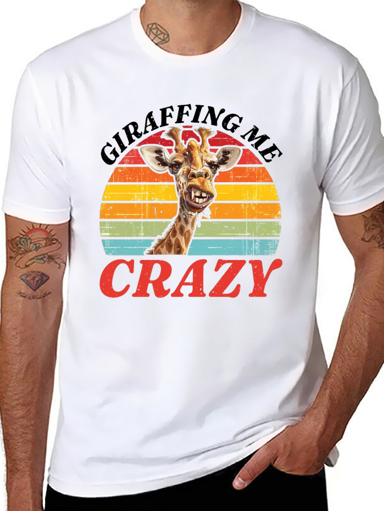 Camiseta Negra con Diseño de Jirafa Divertida