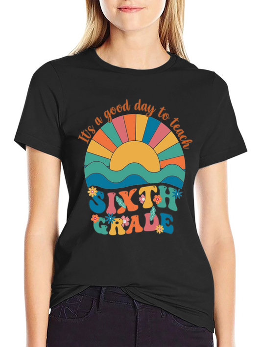 Camiseta Retro Sexto Grado: Día Perfecto para Enseñar