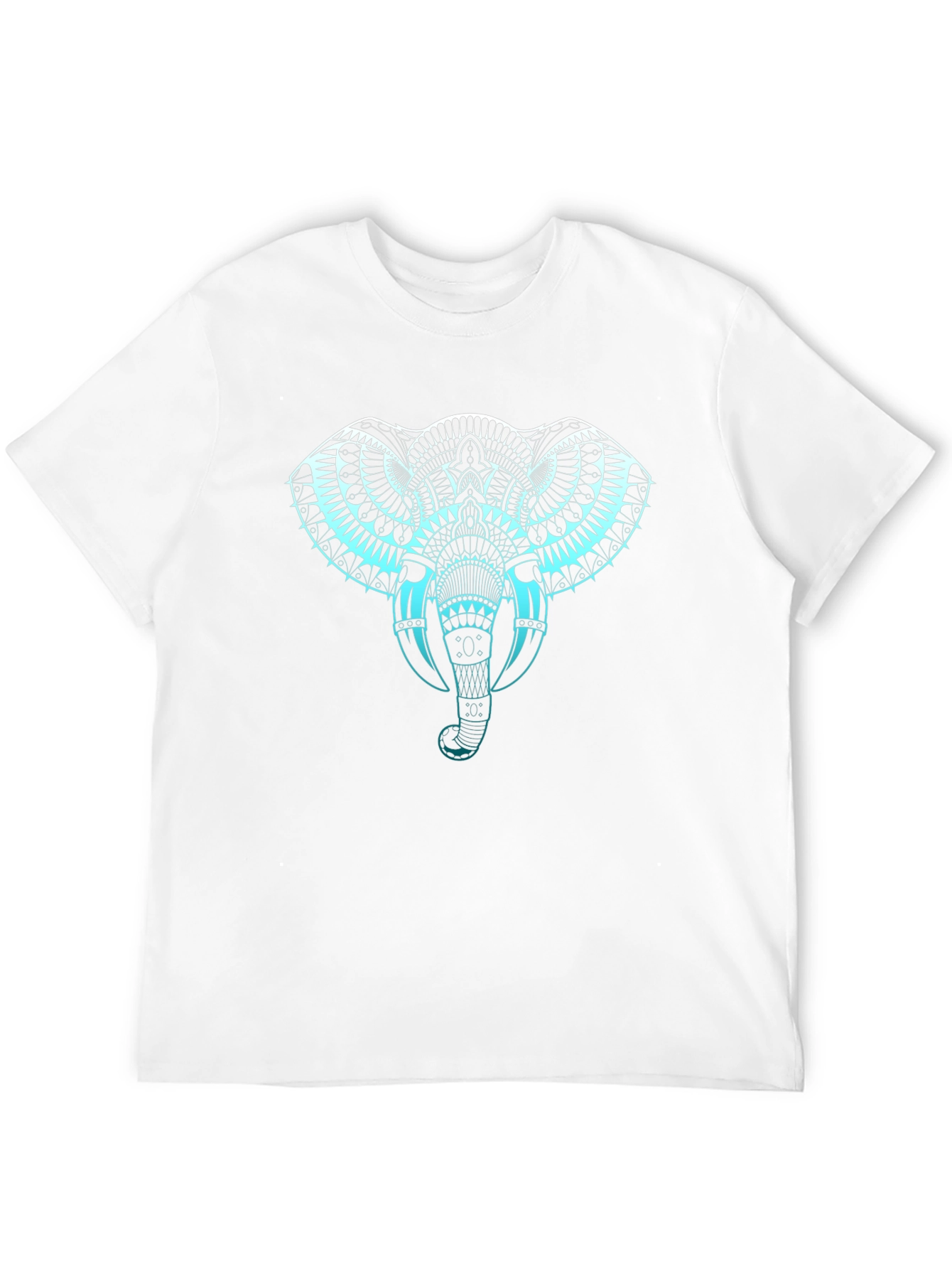Camiseta Negra con Diseño de Elefante Mandala Azul