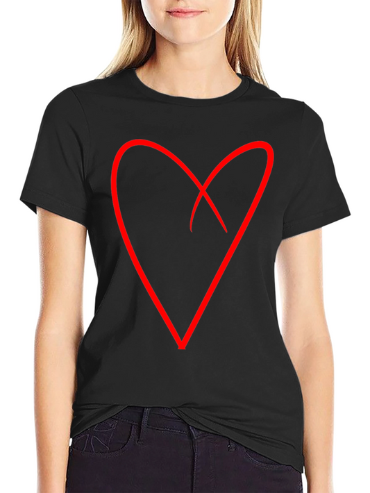 Camiseta Negra Corazón Rojo - Diseño Casual y Moderno