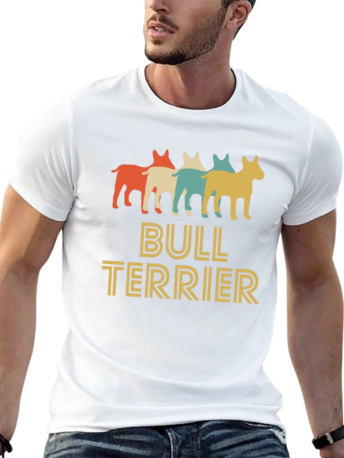 Camiseta Hombre Diseño Retro Bull Terrier