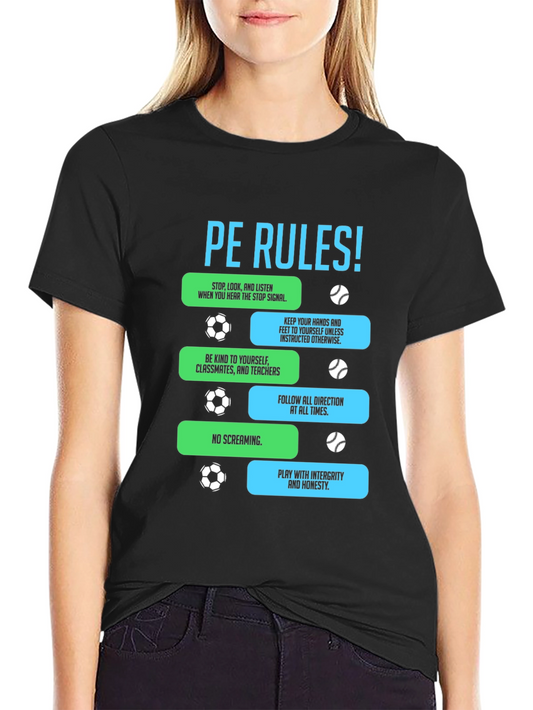 Camiseta Negra con Reglas de Educación Física