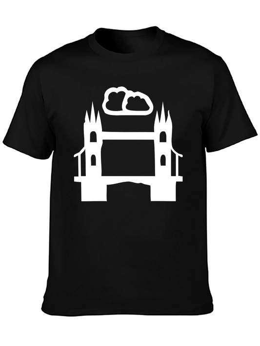 Camiseta Hombre Negra Puente Blanco Diseño Urbano