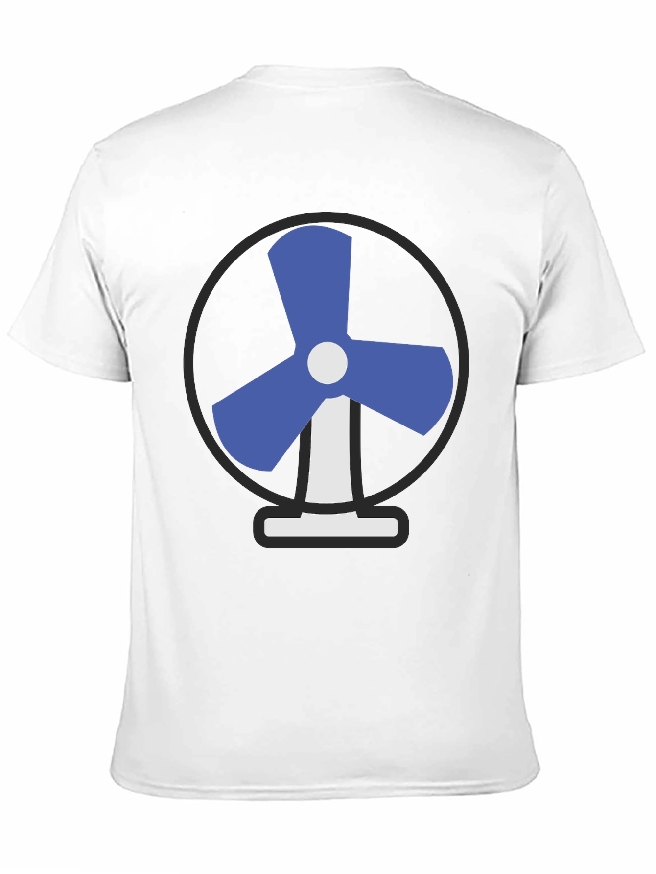Camiseta Negra con Diseño de Ventilador Azul