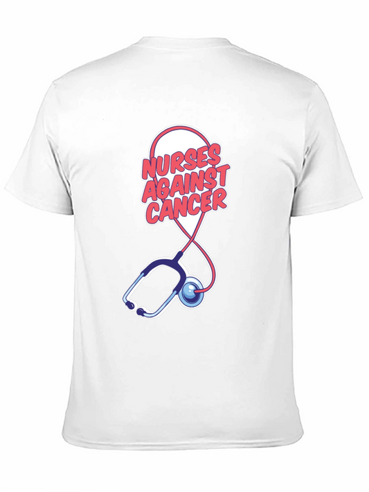 Camiseta Negra Nurses Against Cancer con Estetoscopio