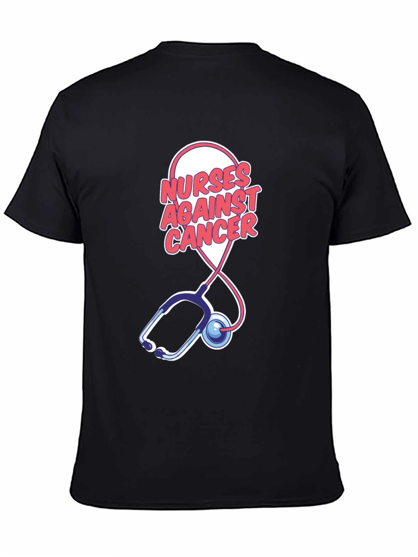 Camiseta Negra Nurses Against Cancer con Estetoscopio