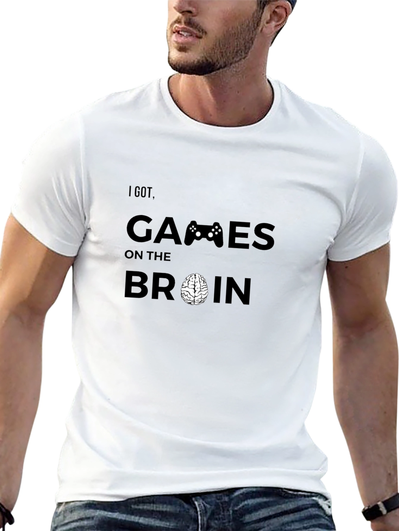 Camiseta Negra Hombre - Gamer Brain
