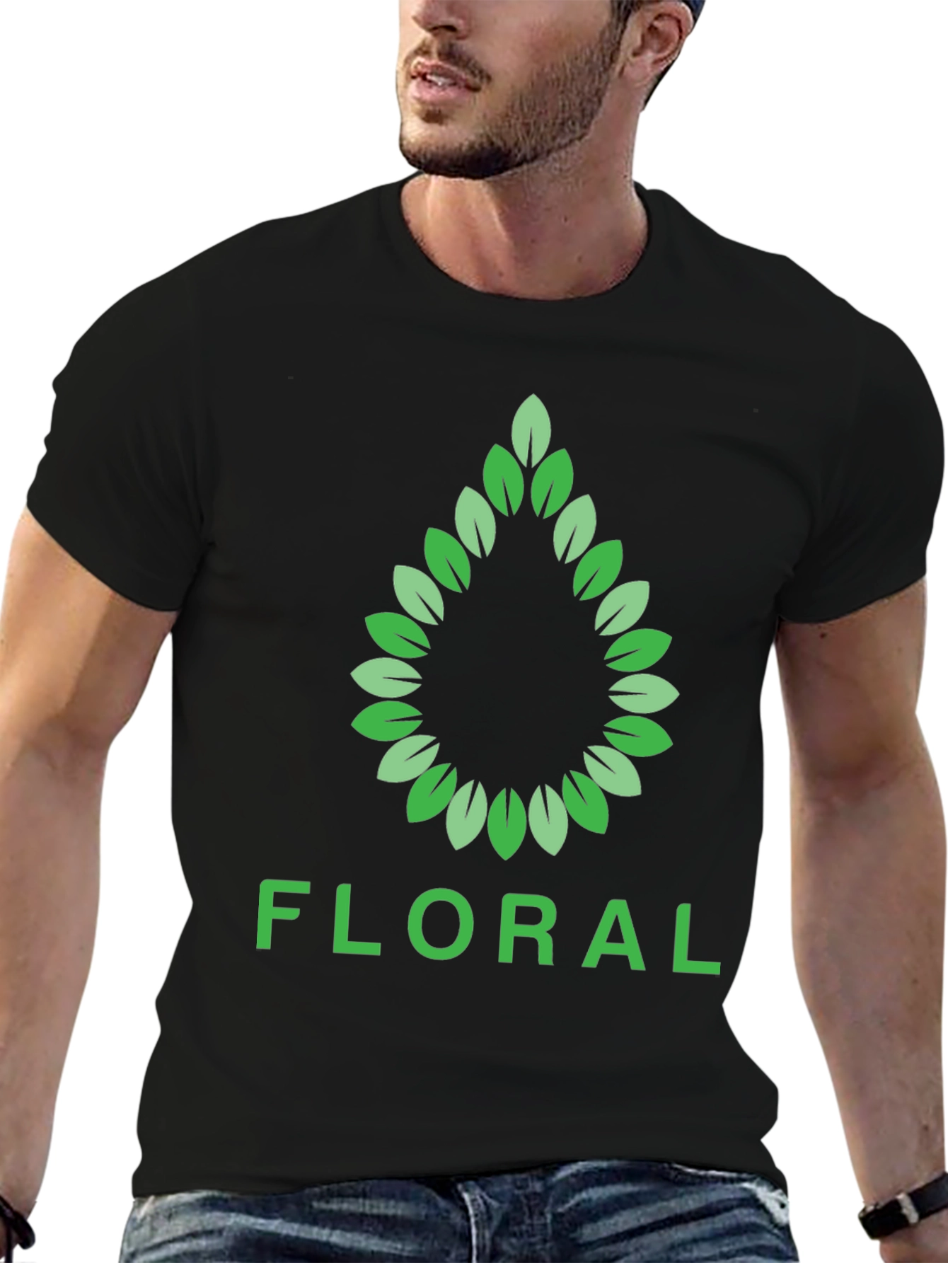 Camiseta Negra Floral Hombre - Diseño Elegante