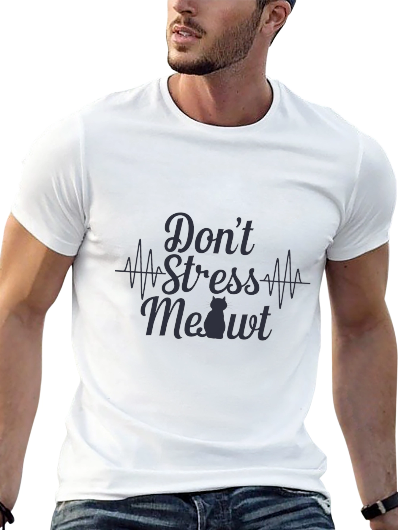 Camiseta Negra con Diseño Dont Stress Meowt