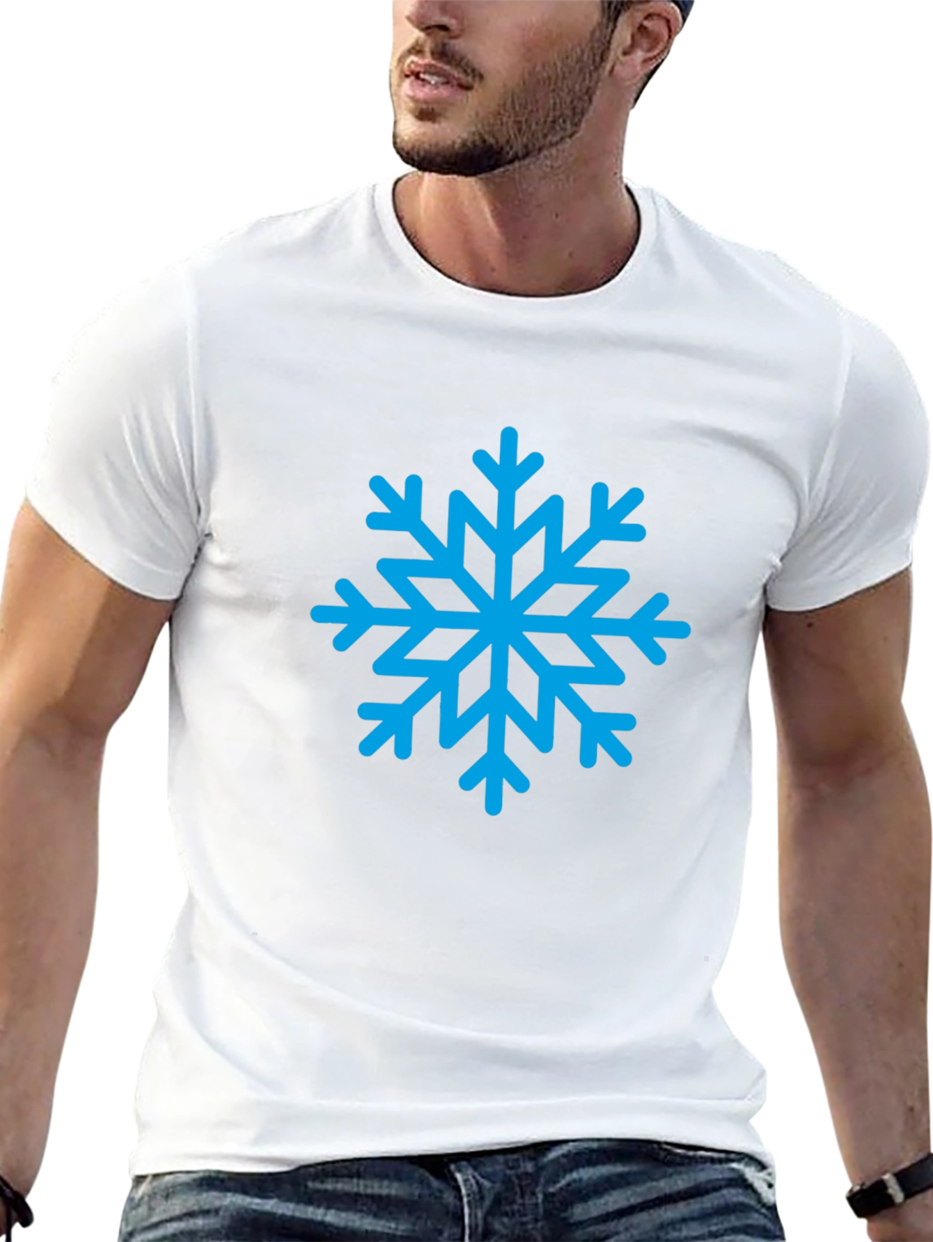 Camiseta Negra Copo de Nieve Azul Invierno