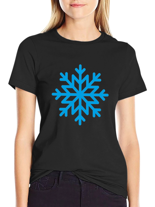 Camiseta Negra Copo de Nieve Azul Invierno