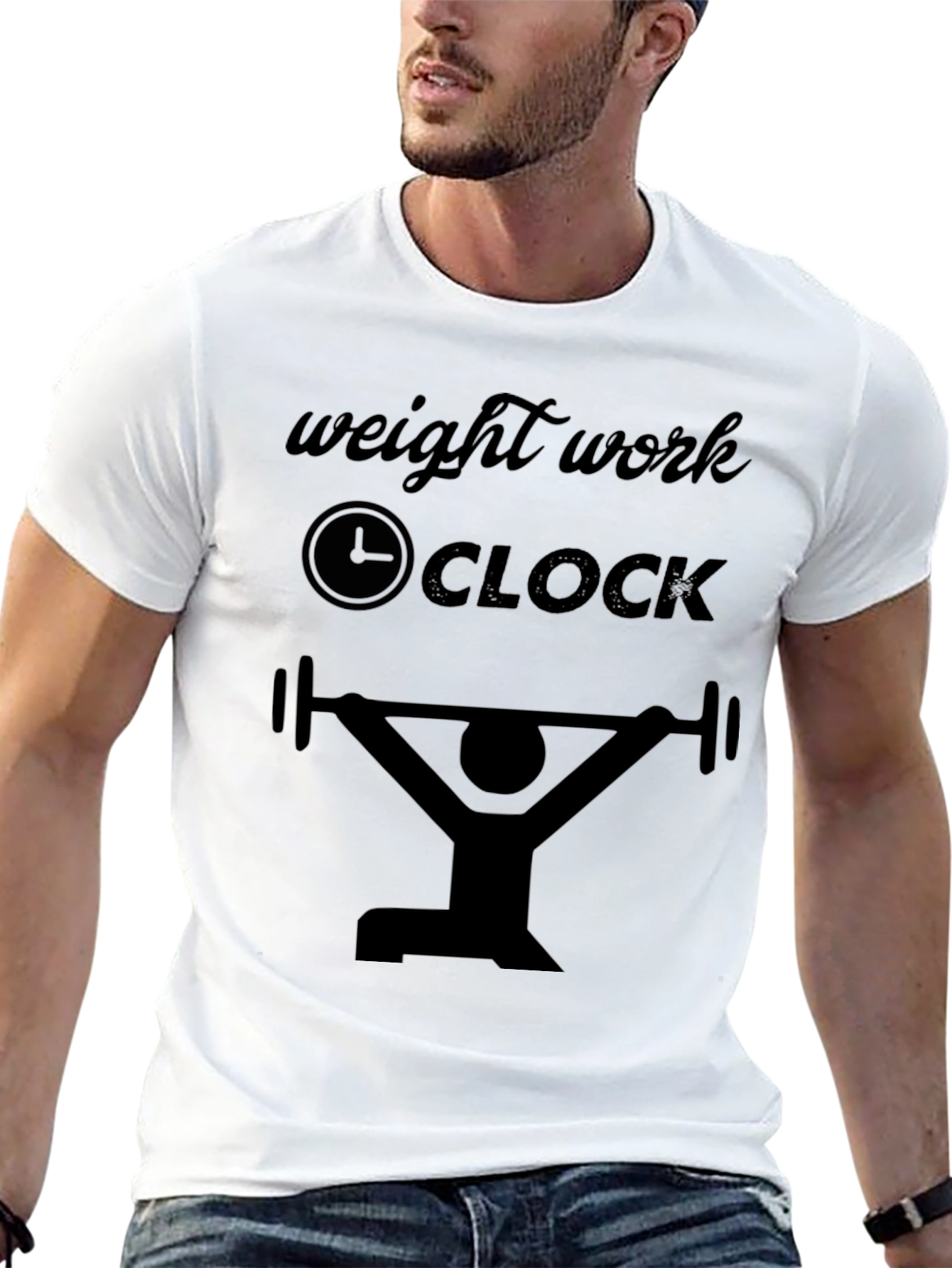 Camiseta Negra Hombre Peso Trabajo Reloj