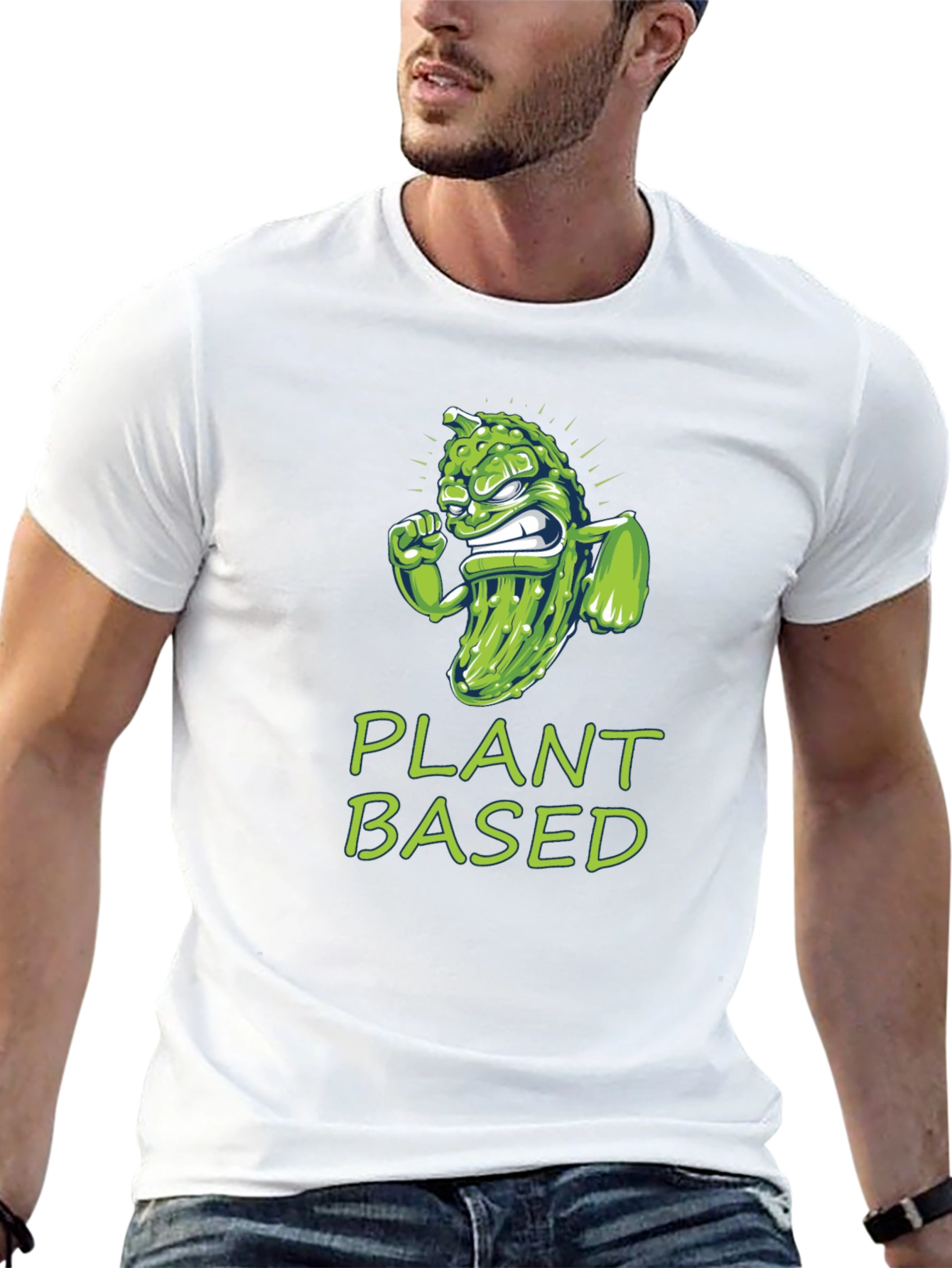 Camiseta Negra Plant Based con Diseño de Pepinillo