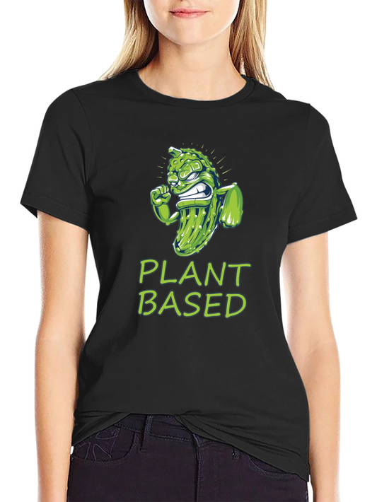 Camiseta Negra Plant Based con Diseño de Pepinillo