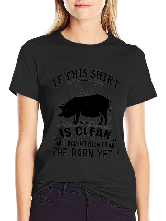 Camiseta Negra Gráfica Cerdo Granja