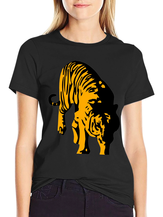 Camiseta Negra con Diseño de Tigre Abstracto