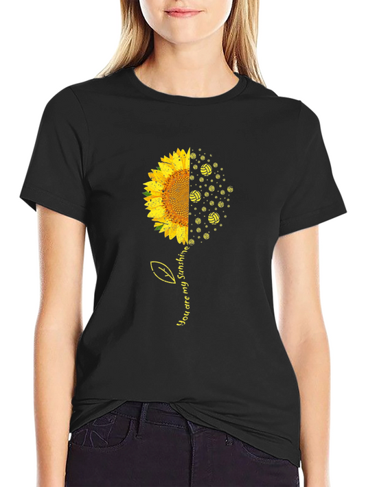 Camiseta Negra Girasol y Voleibol Eres Mi Sol