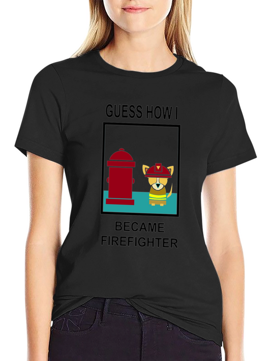 Camiseta Negra Humor Bombero Perrito