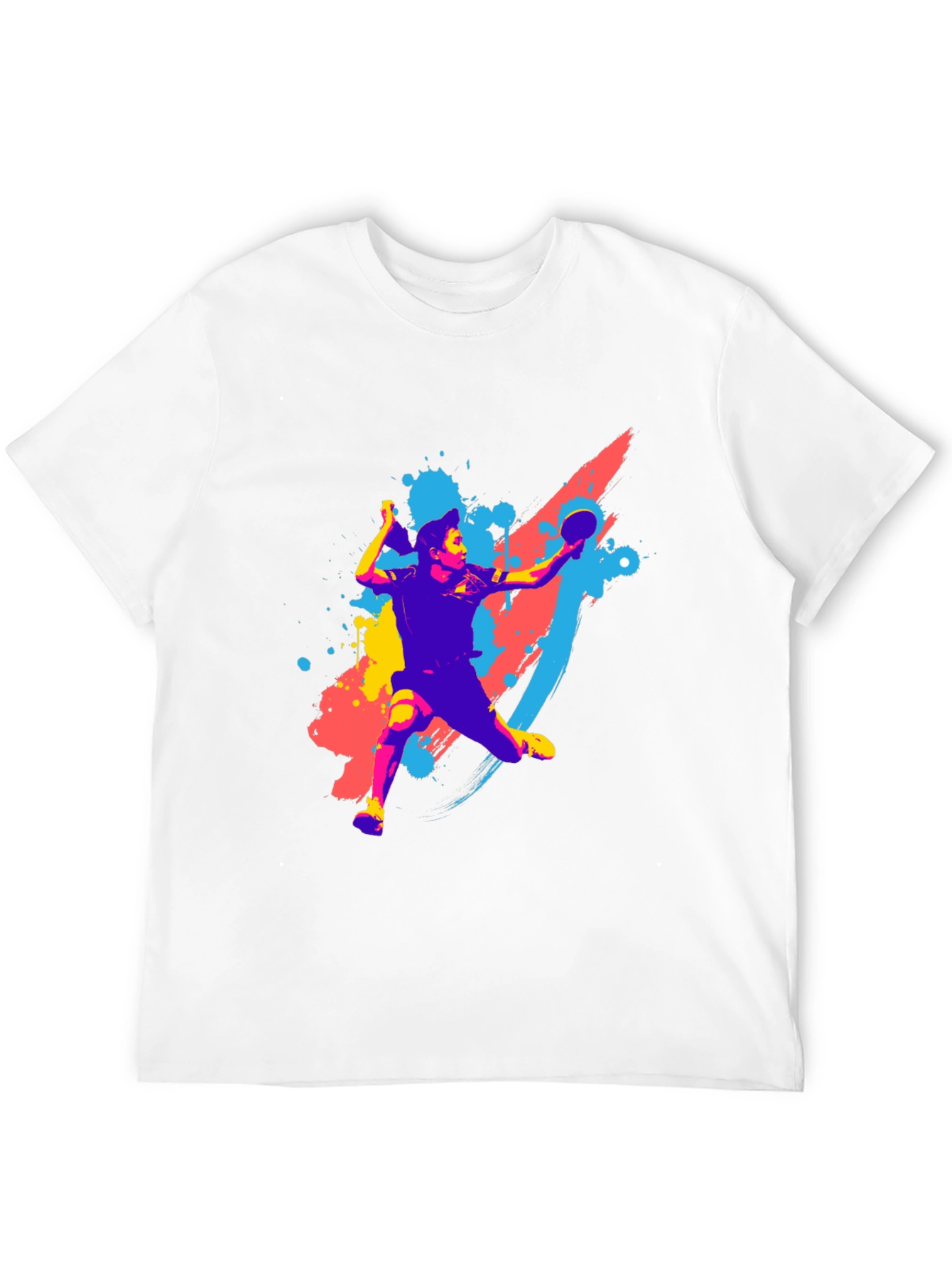 Camiseta Negra con Diseño de Tenis de Mesa Abstracto