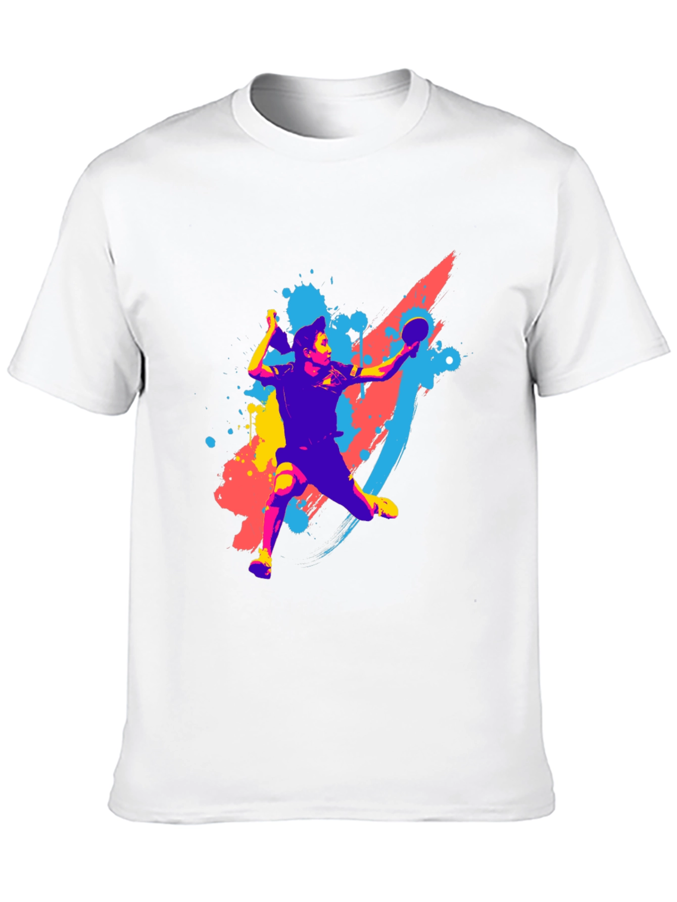 Camiseta Negra con Diseño de Tenis de Mesa Abstracto