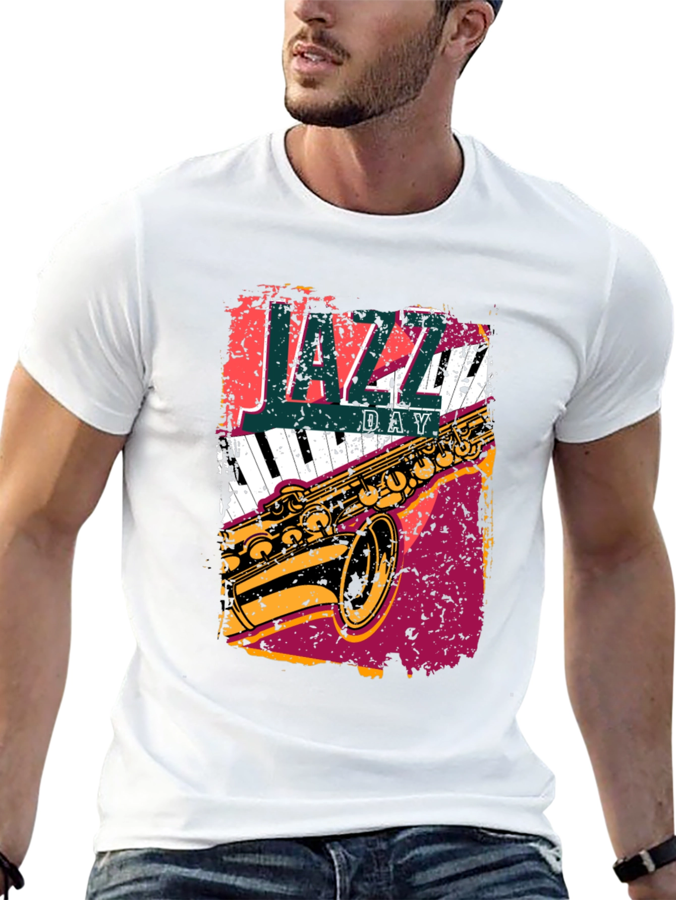 Camiseta Negra Día del Jazz - Diseño Musical Único