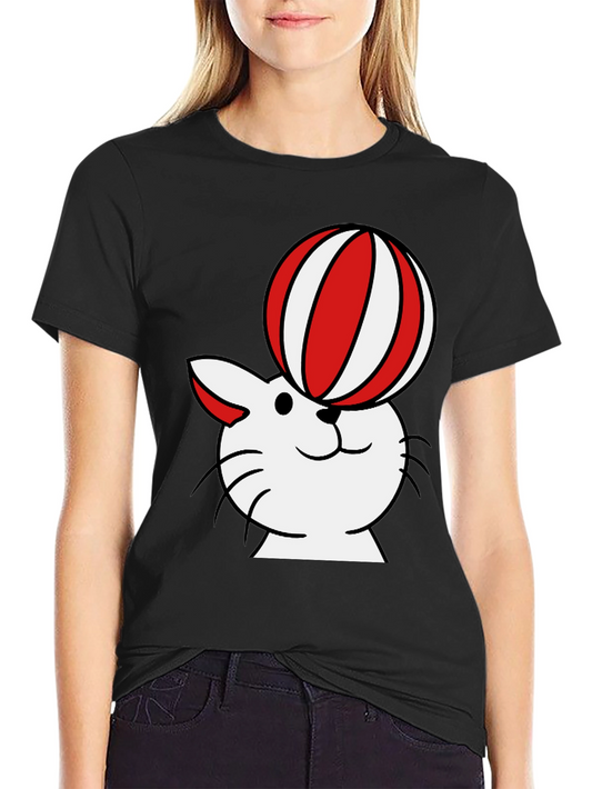Camiseta Negra con Diseño de Gato Equilibrista