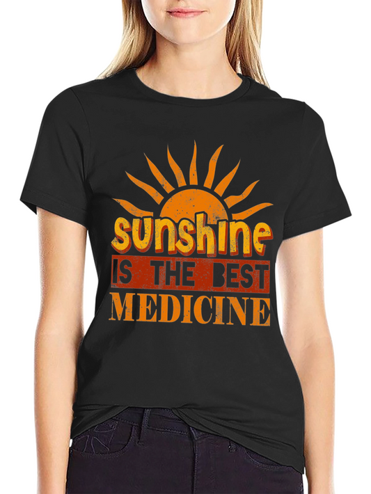 Camiseta Negra con Diseño Sunshine is the Best Medicine