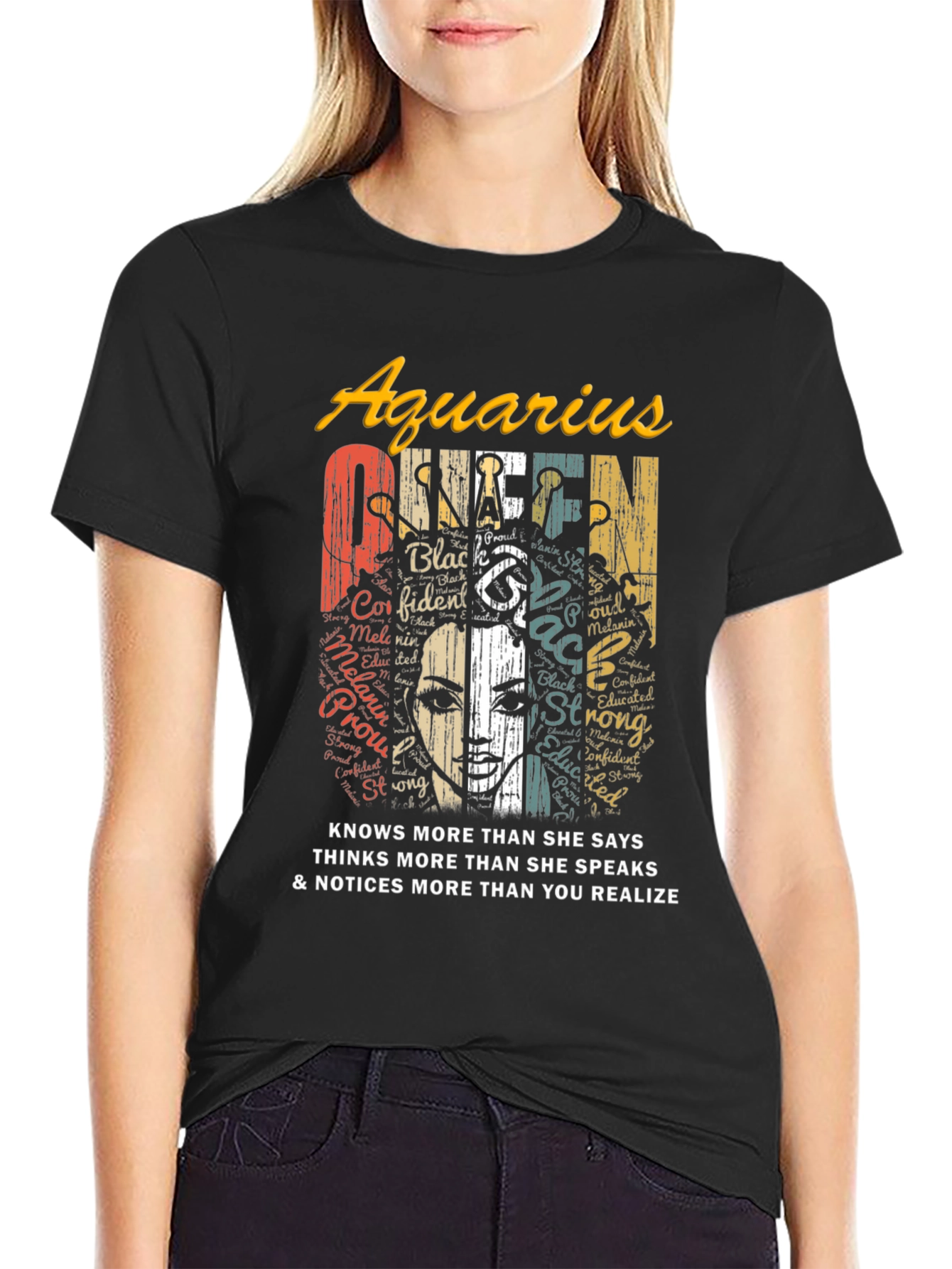 Camiseta Negra de Acuario Queen