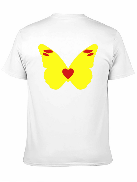 Camiseta Negra con Mariposa Amarilla y Corazón