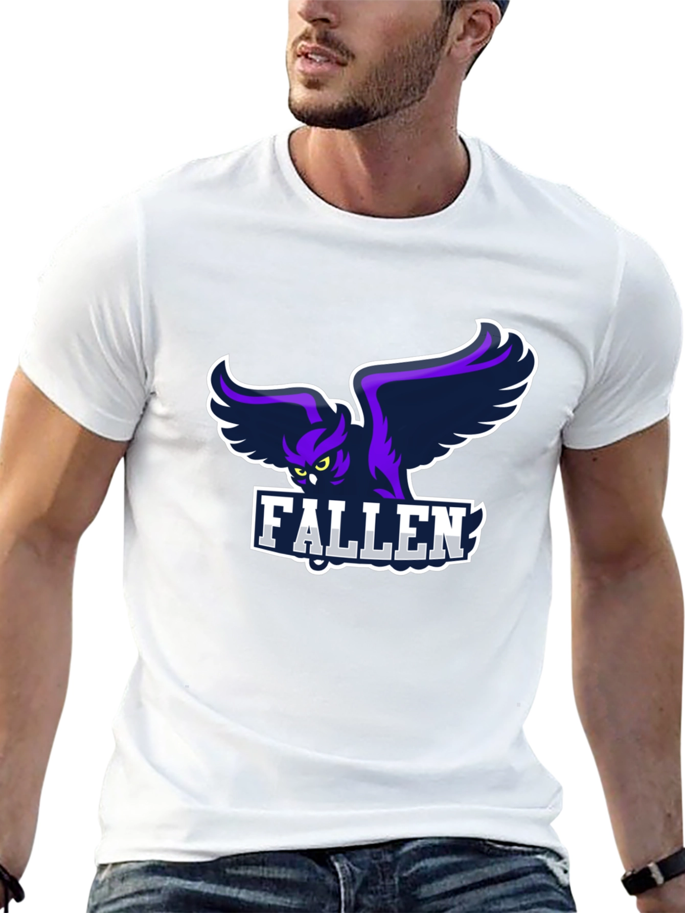 Camiseta Negra con Diseño de Búho Fallen para Hombre