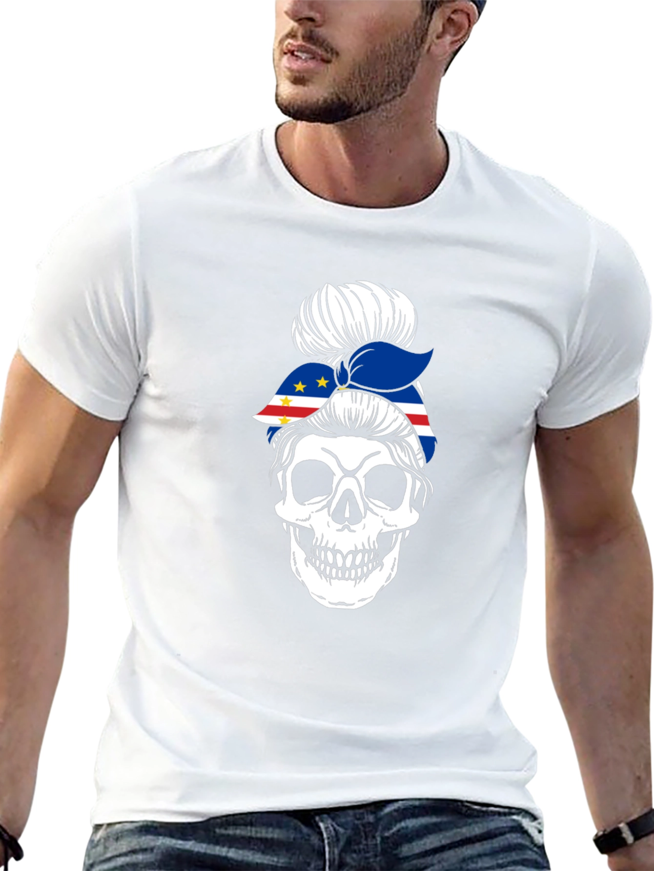 Camiseta Calavera Moño Bandera Cabo Verde