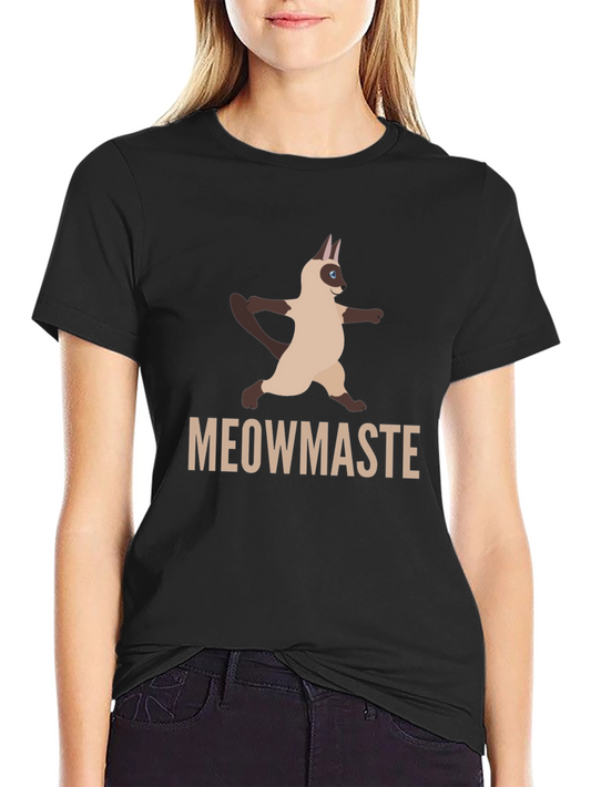 Camiseta Negra Meowmaste Yoga Gato Siamés Divertida